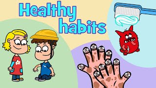 Healthy habits kids songs compilation | Hooray Kids Songs | Hacky Smacky - Wash us - Boo-boo Song