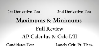 Calculus Review Maximum and Minimum Values of Functions