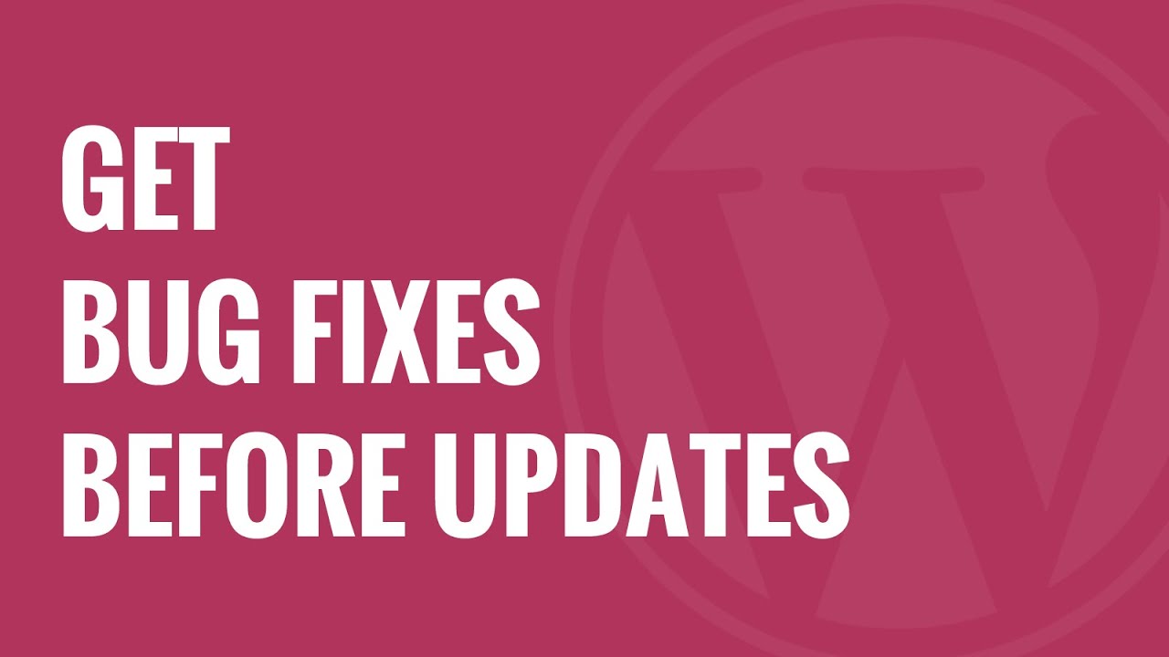 How To Get Bug Fixes In WordPress Before The Next Core Update - YouTube