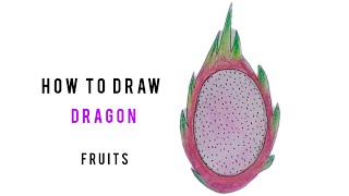 How to draw Dragon fruit inside||new fruit drawing