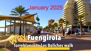 Fuengirola 🇪🇸Walking Torreblanca to Los Boliches – Fuengirola Promenade, January 2025 Sunshine