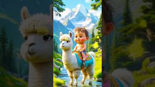 Cute baby ride on funny alpaca #shorts #shortsfeed #ytshorts #ai #chatgpt