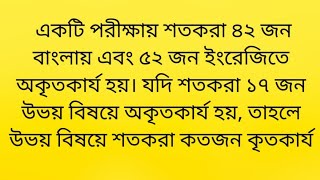 একটি পরীক্ষায় শতকরা 42 জন বাংলায় এবং 52 জন ইংরেজিতে অকৃতকার্য হয়। যদি শতকরা 17 জন উভয় বিষয়ে