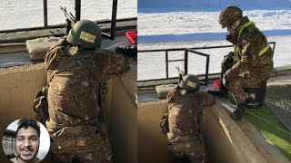 BTS Jin Shooting Practice in Military Camp in Cold Weather