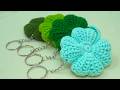 Easy leaf crochet keychain! crochet four leaf clover keychain! Tutorial step by step