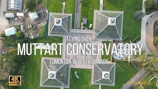 Flying over Muttart Conservatory, Edmonton, Alberta, Canada, 4K/60fps/HDR Video