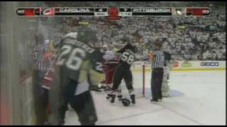 Tim Gleason vs Kris Letang, Patrick Eaves vs Miroslav Satan  May 21, 2009