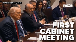 President Trump holds his first Cabinet Meeting with Elon Musk in attendance