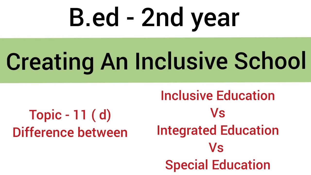 Part - 11 (d) Difference Between Inclusive Education , Integrated ...