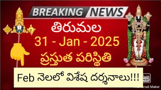 tirumala 31 january 2025 present situation sarva darshan | february darshan details ttd news