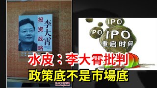 水皮：李大霄批判，政策底不是市場底，[每日財經]