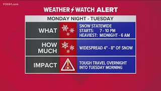 WEATHER WATCH ALERT: Connecticut to get its first significant snow of 2023 Monday night into Tuesday