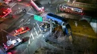 Bus dangles over NYC road