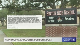 Sinton High School Principal responds to racist Facebook post made by son