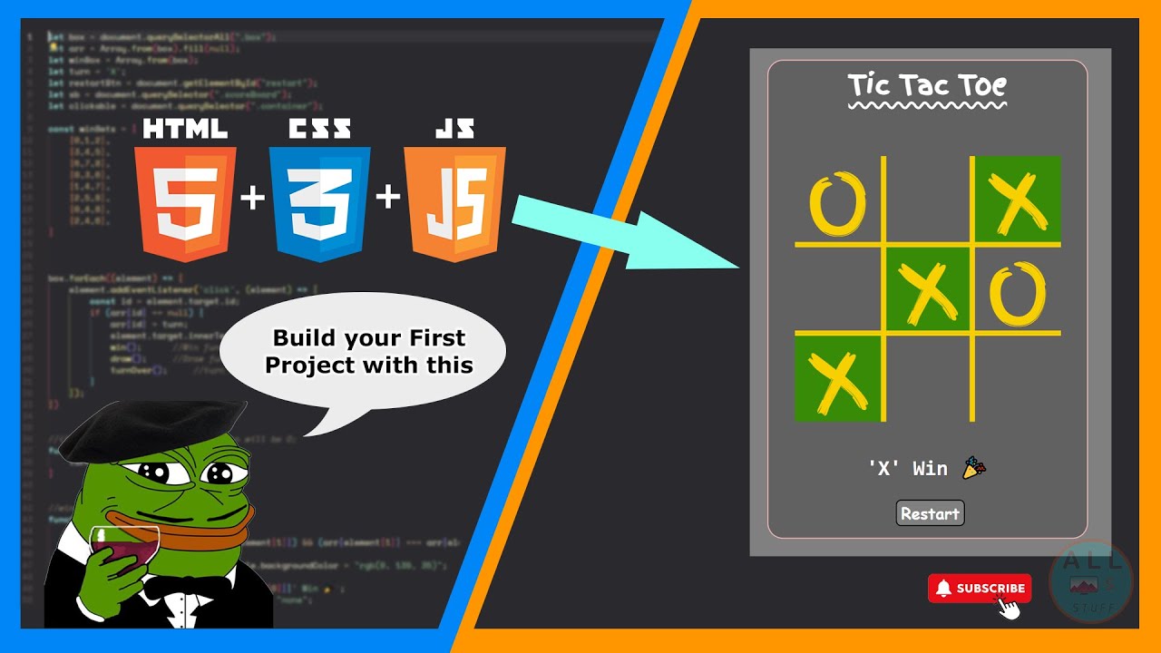 Tic Tac Toe Game Using HTML, CSS, JavaScript - Simple Project - All CS ...