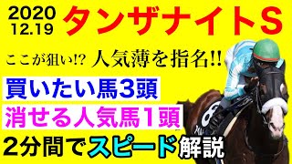 【2020タンザナイトステークス】2分間で解説!!買いたい馬3頭と消せる人気馬1頭!!(競馬予想)