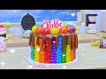 ultimate miniature rainbow buttercream cake 🌈colorful rainbow cake recipe with lotus cakes