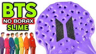 💜BTS NO BORAX SLIME👅🎧 How to make No Borax BTS Slime at home easy [ASMR]