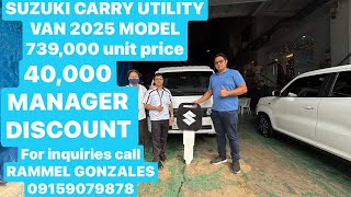 SASAKYAN NA MAY TATLONG TAON LIBRE ANG CHANGE OIL ANG SUZUKI CARRY UTILITY VAN 2025 MODEL.