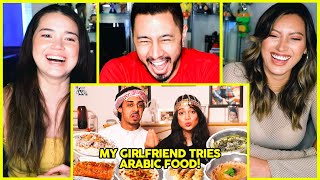 My Girlfriend Tries Arabic Food | Arabic Mukbang? | Tan & Nas (Jordindian's Naser Al Azzeh) REACTION