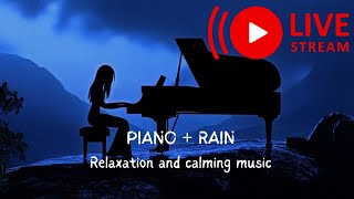 Deep Sleep with Beautiful Piano Tunes on Rainy Night - Rainy Piano Music Livestream