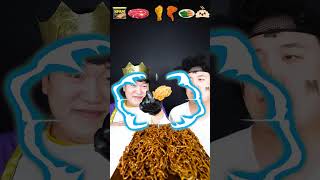 Spicy emoji food challenge Fried Chicken Black noodle Mukabng | TikTok Funny Video | HUBA #shorts