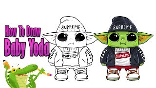 How To Draw Baby Yoda hypebeast step  by step