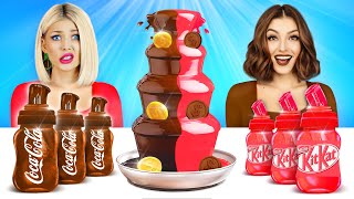HONEY JELLY CHOCOLATE vs REAL FOOD CHALLENGE | Food War with Sweets for 24 HRS! Mukbang by RATATA