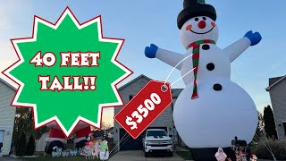 40 foot Inflatable Snowman | Color Changing | Review | Drone Footage