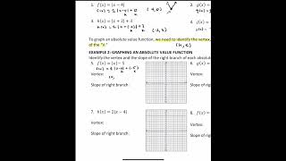 Algebra 2 Seniors - U4D4 Notes: Graphing Absolute Value Functions