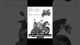 Aprilia registered Tuono 457 in India to launch.  #aprilia #tuono457 #ytshorts #first_ride60