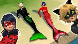 THE SIMS 4 Miraculous Ladybug and Cat Noir are MERMAIDS - by Merman Simmer