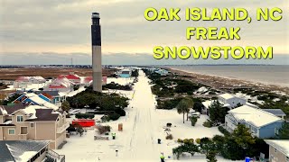 Freak Snowstorm in Oak Island, NC ~ Rare Coastal Event (Drone View)