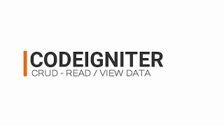 Easy Codeigniter CRUD | View Data | Tutorial