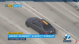 FULL CHASE: LAPD chasing possible robbery suspect near South Los Angeles