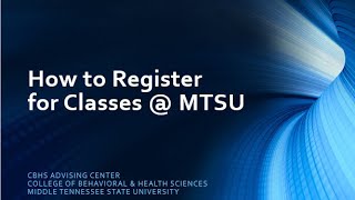 How to Register for MTSU Classes