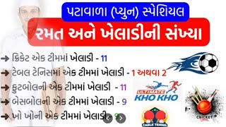 Patavala Special Sports |રમત અને ખેલાડીઓની સંખ્યા,| Khel mein khiladi sankhya|રમત ગમત ના પ્રશ્નનો 4m