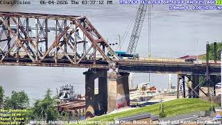 Cincinnati Skyline, Ohio River, Brent Spence Bridge - Livestream from Covington, Kentucky