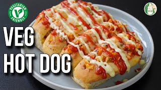 Veg HOT DOG recipe - Desi style Vegetarian hot dog without Onion Garlic आसान वेज हॉट डॉग रेसिपी