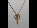 Vintage Double Circle Tassel Pendant Necklace Gold Tone Metal Herringbone Chain