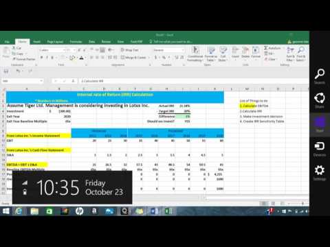 IRR Calculation and IRR Sensitivity Table IRR Calculation and IRR Sensitivity Table