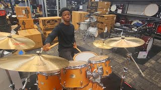 Aland Carostyl Trying This New Drum Set At Guitar Center | #Drummer #Solo