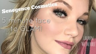 5 MINUTE FACE TO FULL GLAM | SENEGENCE TUTORIAL | Lauren Wetherbee