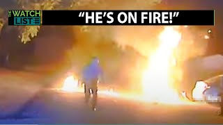 WATCH: Biker Gets Engulfed In Flames After Fleeing From Cops