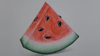 How to draw realistic watermelon | Step by step tutorial | Watermelon drawing