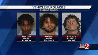 Deputies: 3 suspects arrested after multiple Osceola County vehicle burglaries