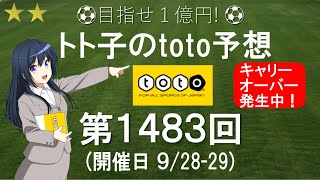 第1483回 toto 予想  Ｊリーグ  サッカーくじ  トト子のtoto予想