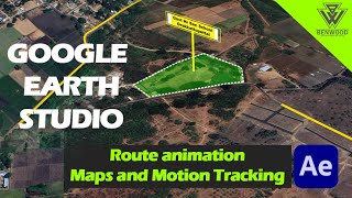 Map Animation and 3D Tracking for Land Listing using google map studio + After Effect - Real Estate
