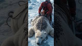 A polar bear injured by millions of barnacles was successfully rescued by a rescue team.