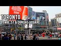 Toronto Saturday Yonge & Dundas Square, Downtown Walking Tour Canada 4k